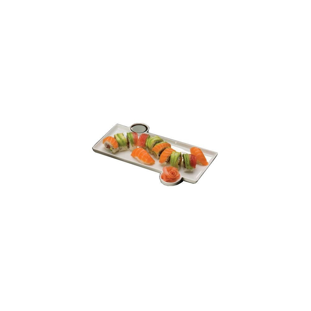 American Metalcraft Pors140 Tray With Built-In Sauce Cup, Porcelain, 1/2'' H, 9'' W, 13'' L