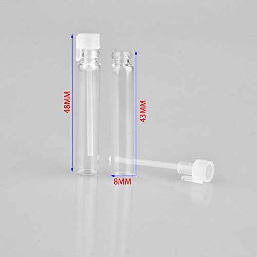 Enslz 2Ml 100Pcs Mini Sample Cute Glass Travel Oil Perfume Bottle With Drop& Spray Empty Sample Bottle For Essential Oils Aromat