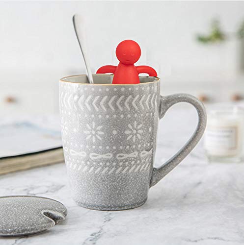 Tea Infuser Cute Tea Strainer for Loose Tea Stainless Steel Fine Mesh Tea Ball Steeper with Silicone Lid for Mug and Cup  Red