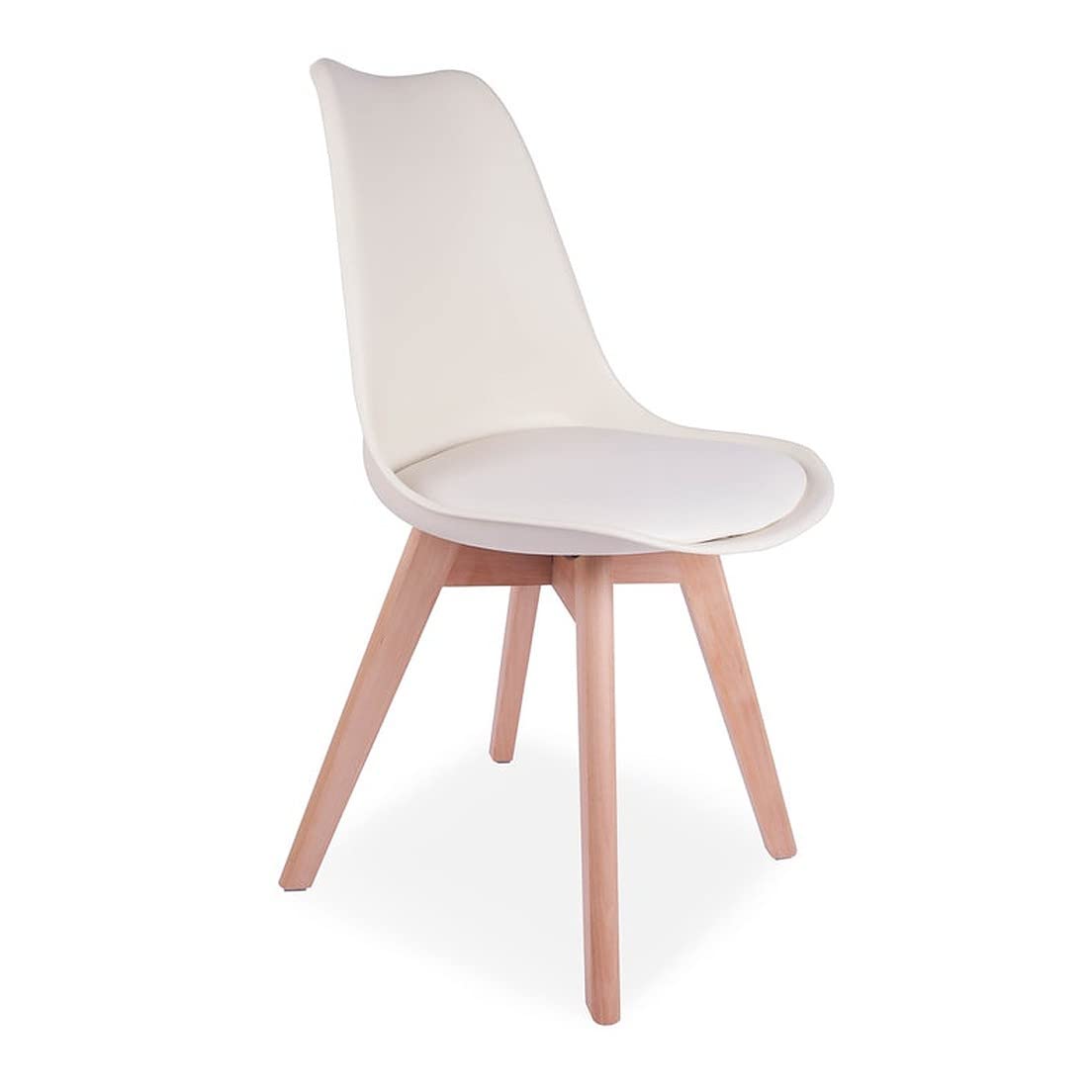 My Art Design  Scandinavian Chair With Padded & Solid Wood Oak Legs For Cafe, Home, Hotel & Office (White Color Chair) (White)