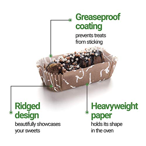 Restaurantware Panificio 4.5 Ounce Baking Cups 200 Ridged Cupcake Liners - Oven-Ready Freezable Brown And White Paper Muffin Cas