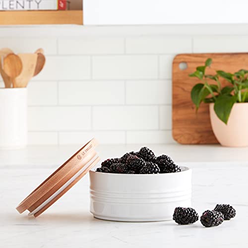 Le Creuset Stoneware Canister With Wood Lid, 23 Oz. (5.5'' Diameter), White