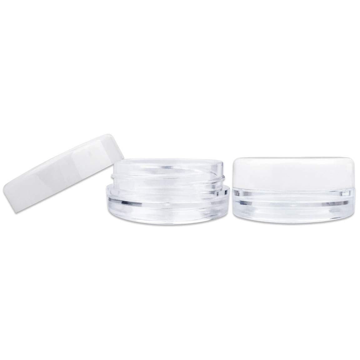 Beauticom (Quantity: 200 Pcs) 3G/3Ml Round Clear Jars With White Lids For Small Jewelry, Holding/Mixing Paints, Art Accessories