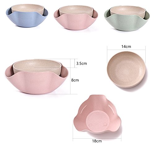 Bamboo'S Grocery Double Dish Snack Bowl For Pistachios, Peanuts, Edamame, Cherries, Nuts, With Shell Storage (Green)