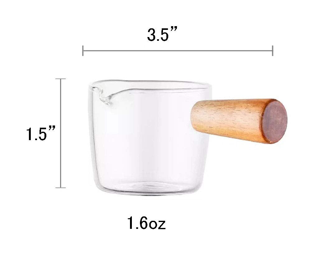 Glass Creamer Coffee Milk Sauce Serving Pitcher/Creamer Jug With Wood Handle