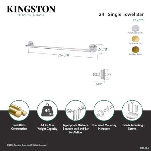 Kingston Brass BA2711C Milano 24'' Towel Bar  Polished Chrome