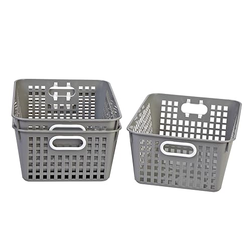 Really Good Stuff Large Plastic Book Baskets, 13?'' By 10'' By 5?'' - Single, Pebble| Classroom Library Organizer, Toy Storage,