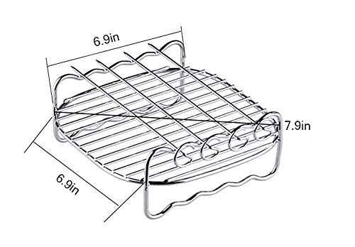 Air Fryer Double Layer Rack, Air Fryer Accessories Multi-Purpose Rack Fits Most 4.2Qt Or Above(8In,4Pins)