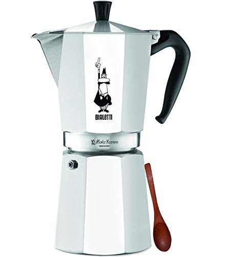 Original Bialetti 12-Espresso Cup Moka Express | Espresso Maker Machine And Zonoz Wooden Small Espresso Stirring Spoon Bundle (1