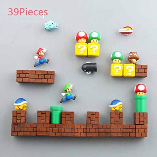 39 Pcs 3D Super Mario Fridge Magnets Christmas Magnets Whiteboard Magnets 39 Full Combo Resin Cute & Fun Refrigerator Magnets Pe