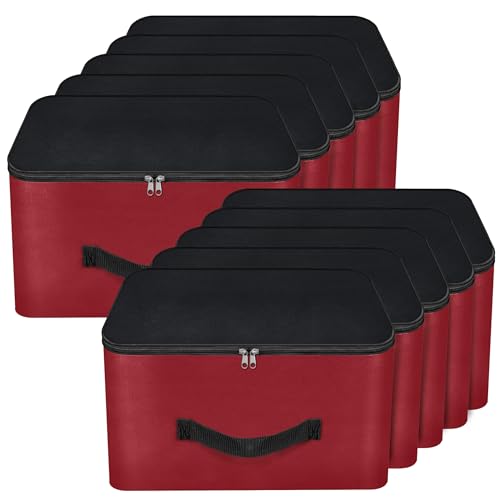 Storite 10 Pack Nylon Underbed Moisture Proof Wardrobe Organizer Storage Bag For Clothes With Zipper Closure And Handle Square -