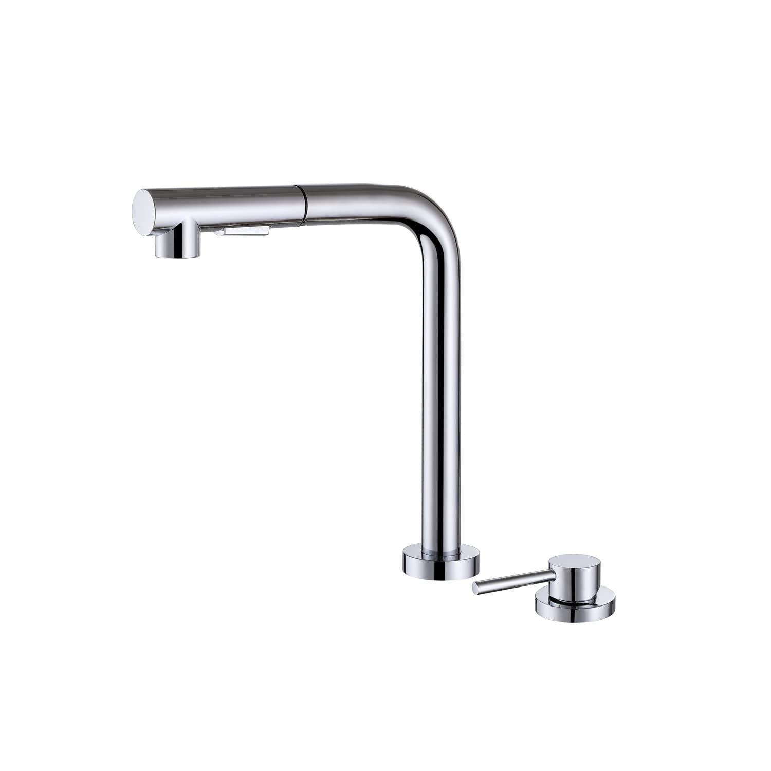 Sumerain 2 Hole Kitchen Faucet With Pull Out Sprayer Chrome, Front Window Kitchen Sink Faucet With Side Single Handle