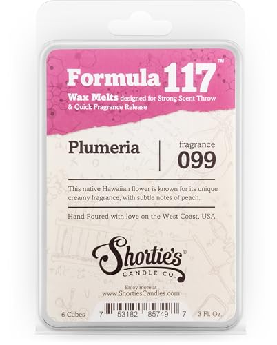 Shortie's Candle Company Pure Plumeria Wax Melts - Formula 117-1 Highly Scented 3 Oz. Bar - Made with Natural Oils - Flower & Fl
