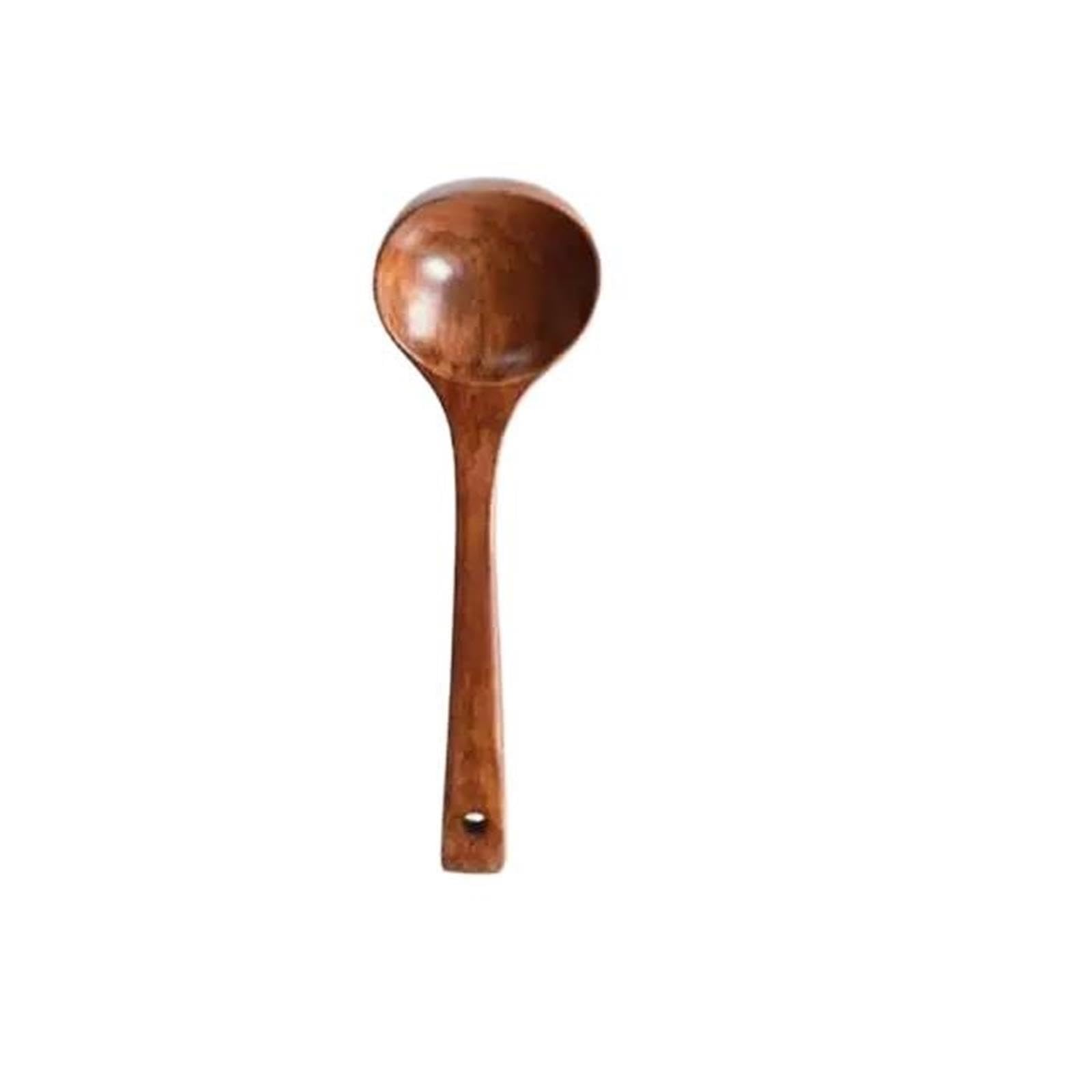 Natural Wood Soup Ladle Large Wooden Serving Spoon(1pcs 6x18cm)