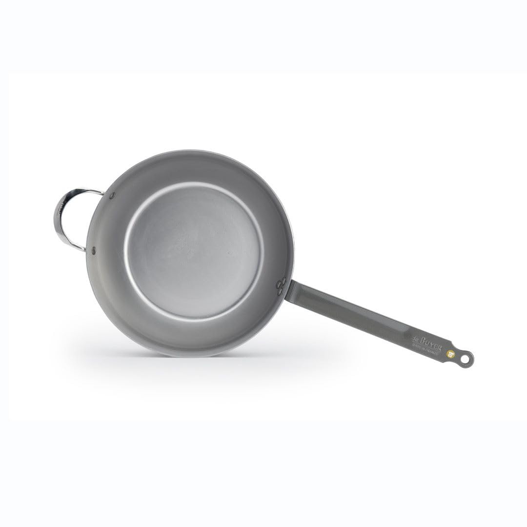 De Buyer Mineral B Carbon Steel Country Fry Pan - 12.5    - Ideal For Sauteing, Simmering, Deep Frying, Stir Frying & One-Pan Me