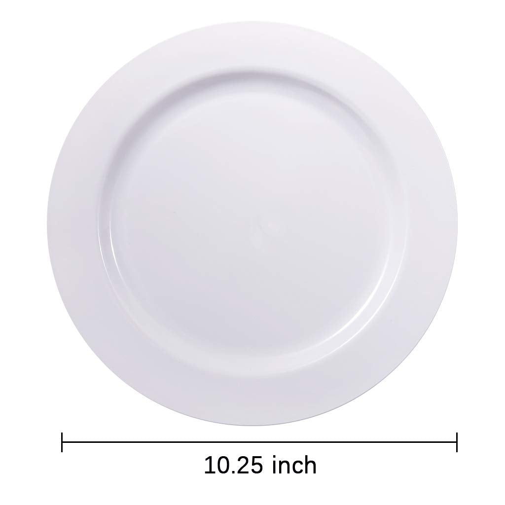 Bucla 100Pcs White Plastic Plates-10.25Inch Disposable Dinner Plates-Premium Party&Wedding Plates