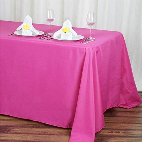 Balsacircle 90X132-Inch Fuchsia Rectangle Polyester Tablecloth Table Cover Linens For Wedding Party Events Kitchen Dining