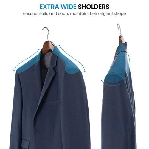 Premium Wooden Hangers- Durable Coat Hangers For Closet, Sweater Hangers Jacket Hangers And Suit Hangers- Wide Shoulder Non-Slip