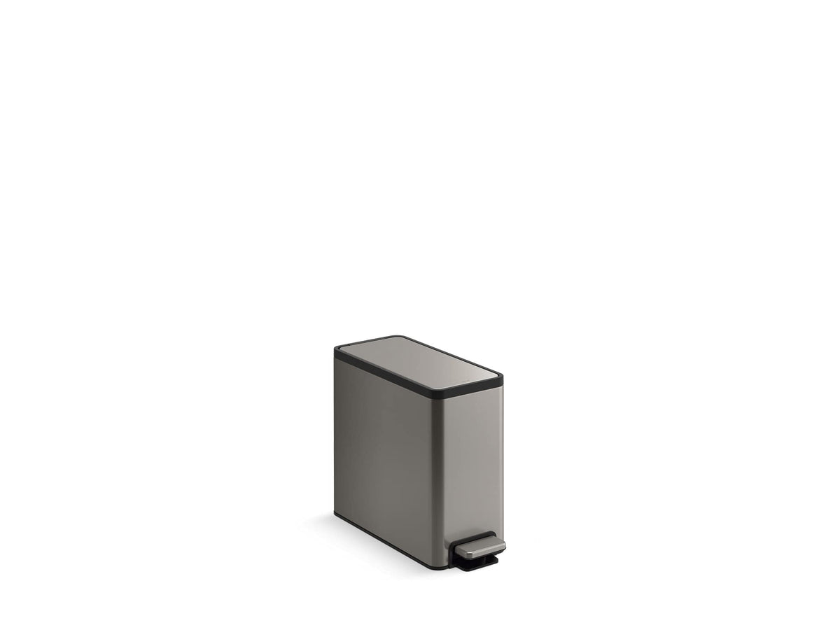 Kohler 20957-St Bathroom, 2.5 Gallon Small Trash Can With Quiet-Close Lid And Hand Free Foot Pedal, Stainless Steel
