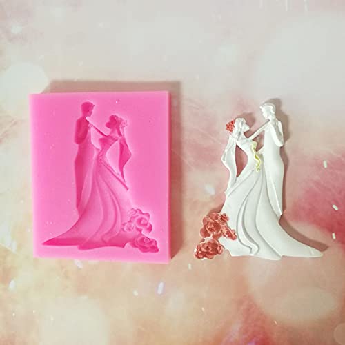 Cestony Bride And Groom Tuxedo Wedding Dress Set Silicone Molds For Diy Wedding Party Cake Fondant Biscuit Cookies Soap Sugar Pu