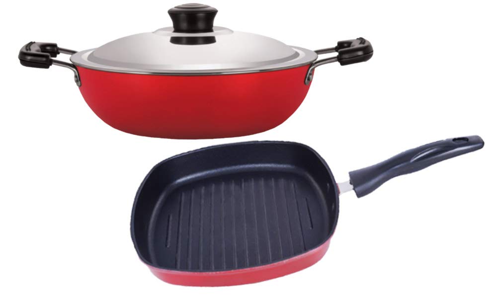Nirlon Non Stick Pfoa Free Scratch Resistant Coating Cookware Set Of 2 Pieces (Dkd(M)_Gp22)