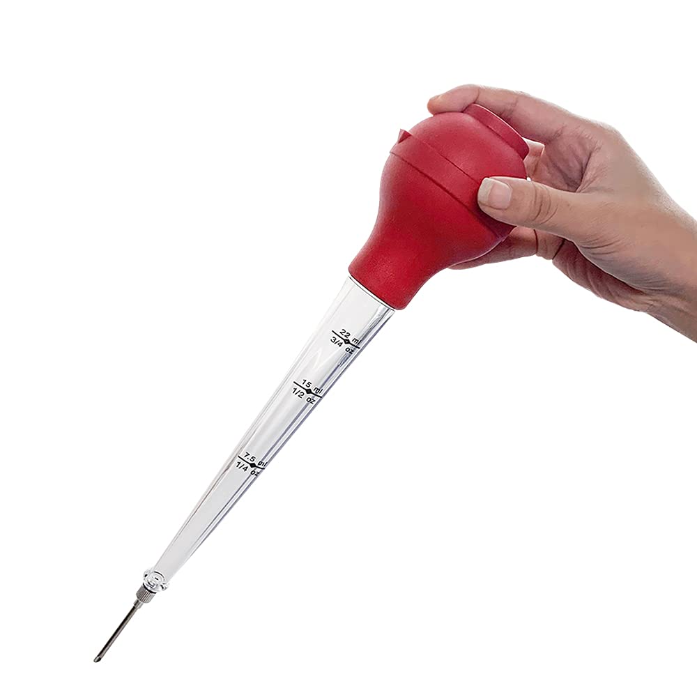 Turkey Baster Set Of 4, Food Grade Quality Turkey Baster : Silicone Oil Brush,Meat Marinade Injector And Cleaning Brush . Meat B