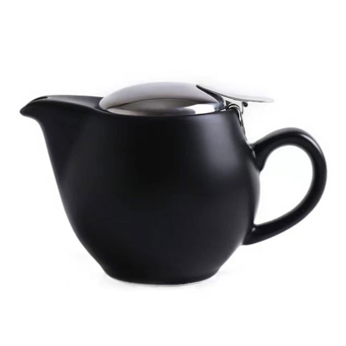 Auxmeware - Small Ceramic Teapot With Stainless Steel Infuser, Heat Resistant, Perfect Tea Maker, Black, 350Ml/12.0Oz