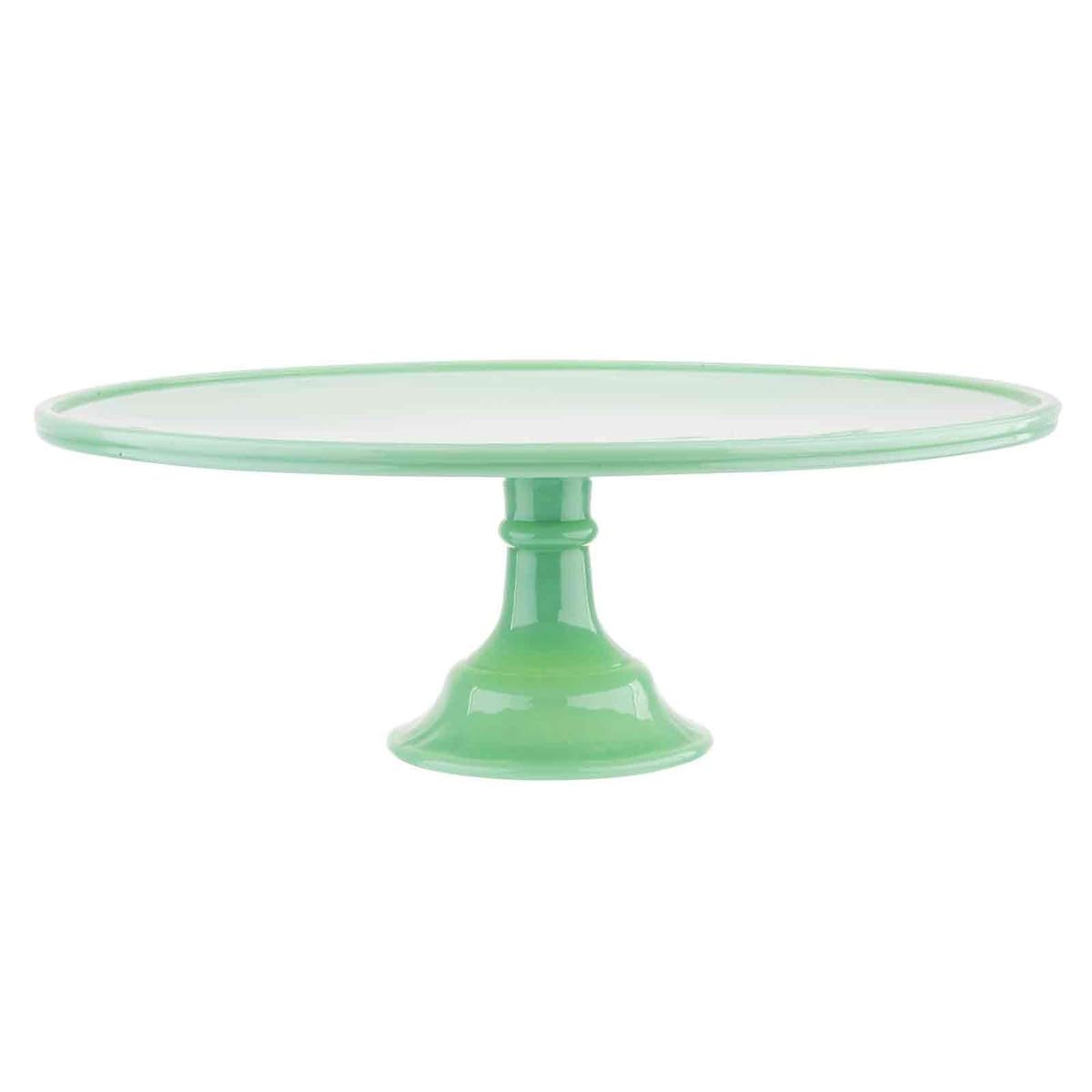 Tablecraft HJCP13 Glass Cake Stand  12.875'' x 4.375''  Green