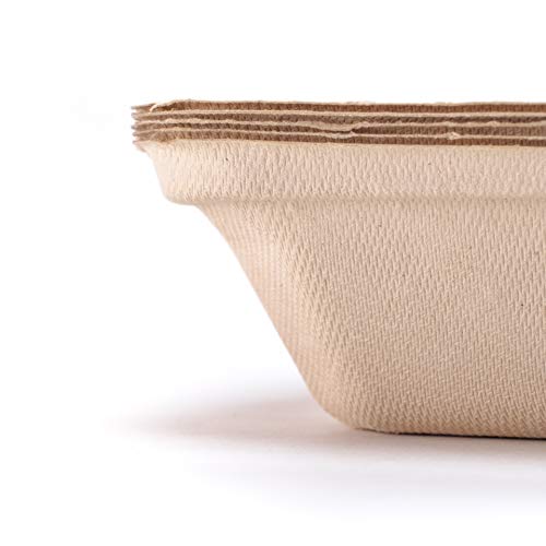 Footprint Eco-Friendly 200 Pack Fiber 9    3-Cavity Take Out Food Containers With Clamshell Hinged Lid (Natural Look) - Biodegra
