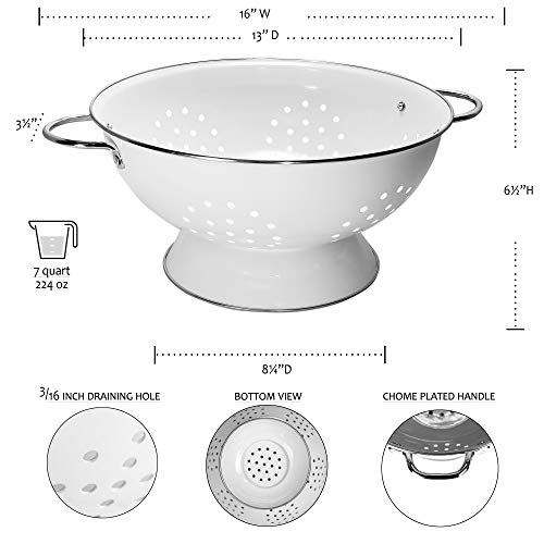 Calypso Basics By Reston Lloyd Powder Coated Enameled Colander, 7 Quart, Azure