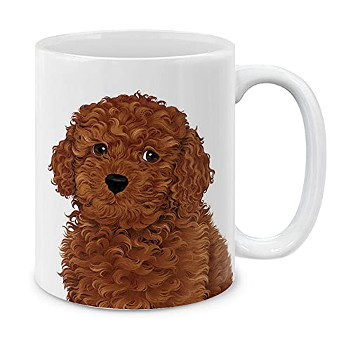 Mugbrew Cute Brown Toy Poodle Full Portrait Ceramic Coffee Mug Tea Cup, 11 Oz