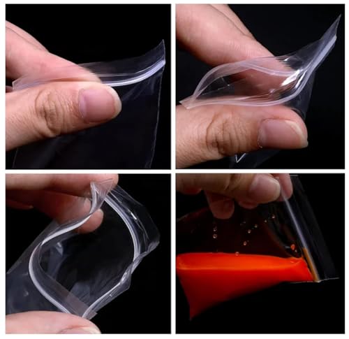 Glun Zip Lock Pouch Reusable Transparent Plastic Bags, Strong Zip Lock Storage Pouches And Durable Side Press Seal Pack Of 100 P