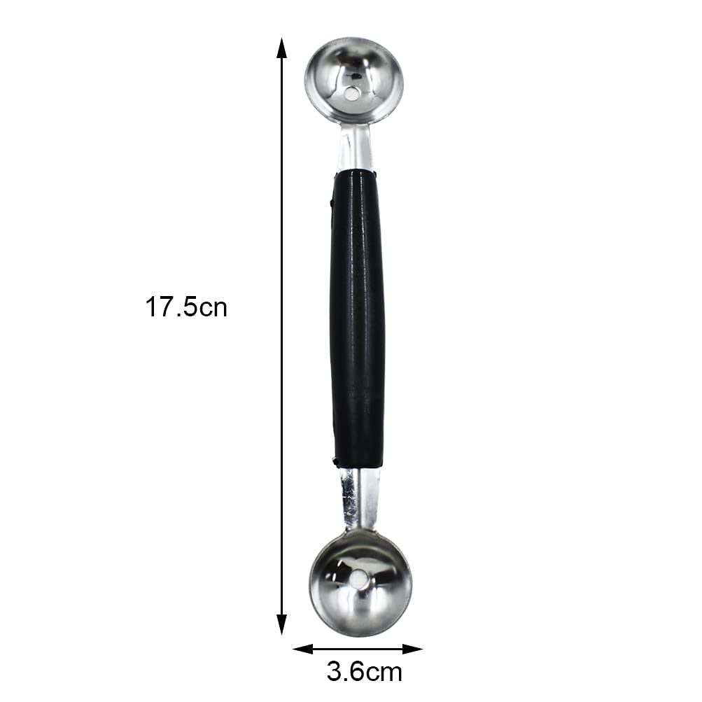 2 Pcs Double Ended Headed Fruit Icecream Ball Spoon,Stainless Steel Melon Baller,Smooth Round Melon Balls Melon Scoop For Waterm