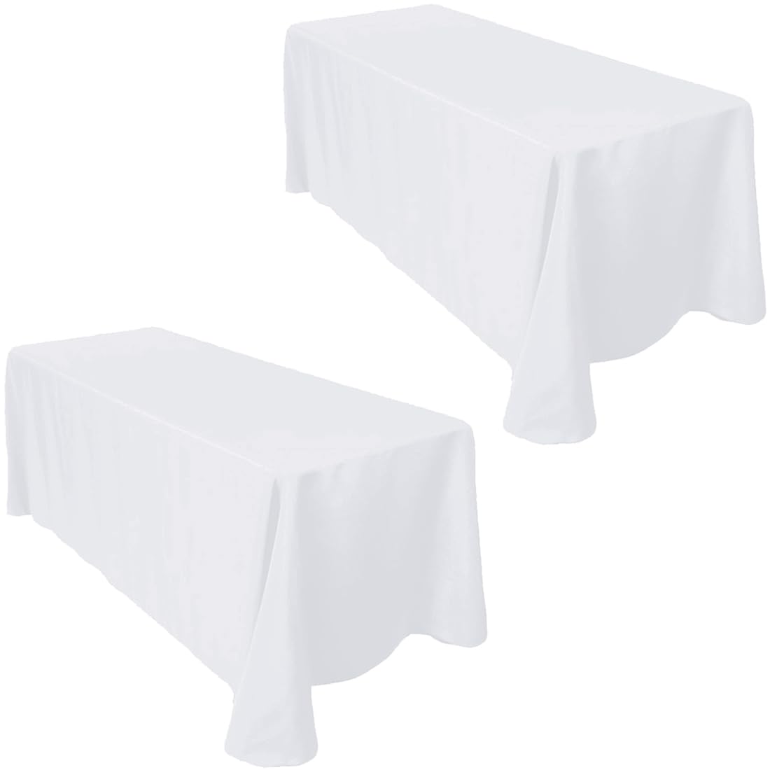 Ltc Linens 2 Pack Rectangular Tablecloth White- 90X156 Inch Rectangle Tablecloth For 8 Foot Table- Extra Long Tablecloth With Ro