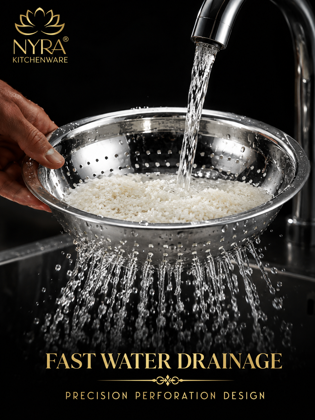 Stainless Steel Strainer & Colanders | quality Colander/Chawal/Poha Chalni - large