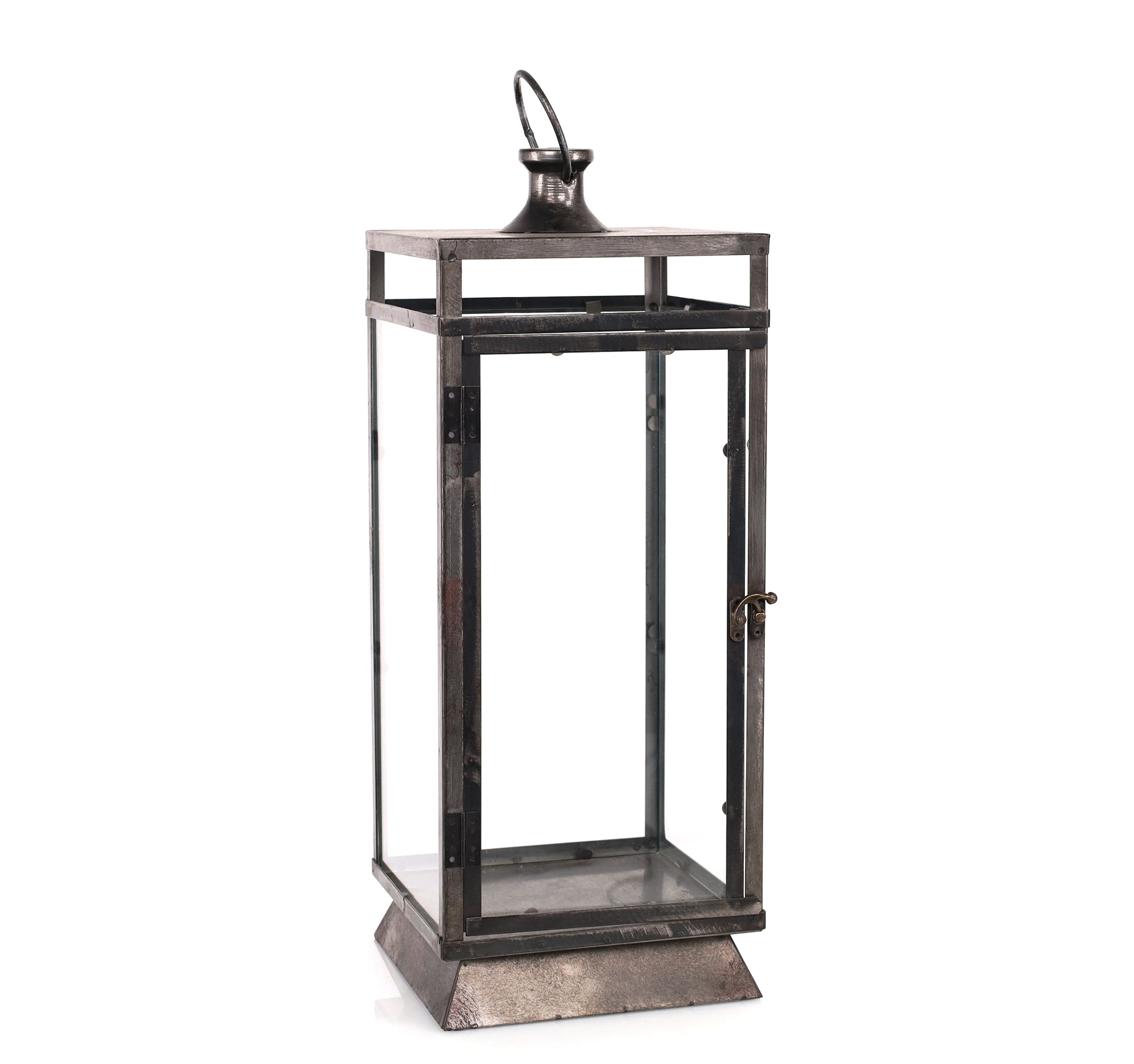 Black Metal Lantern 20.5H Metal/Glass
