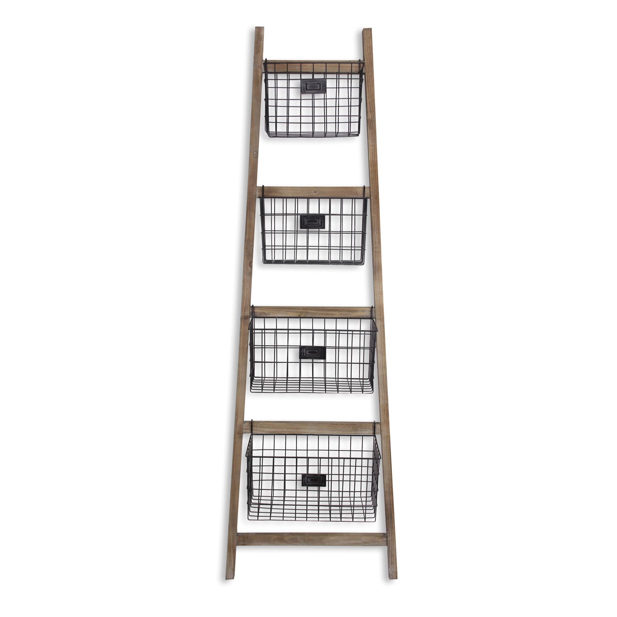 Saffon Wood Storage Ladder | 4 Basket Tiers