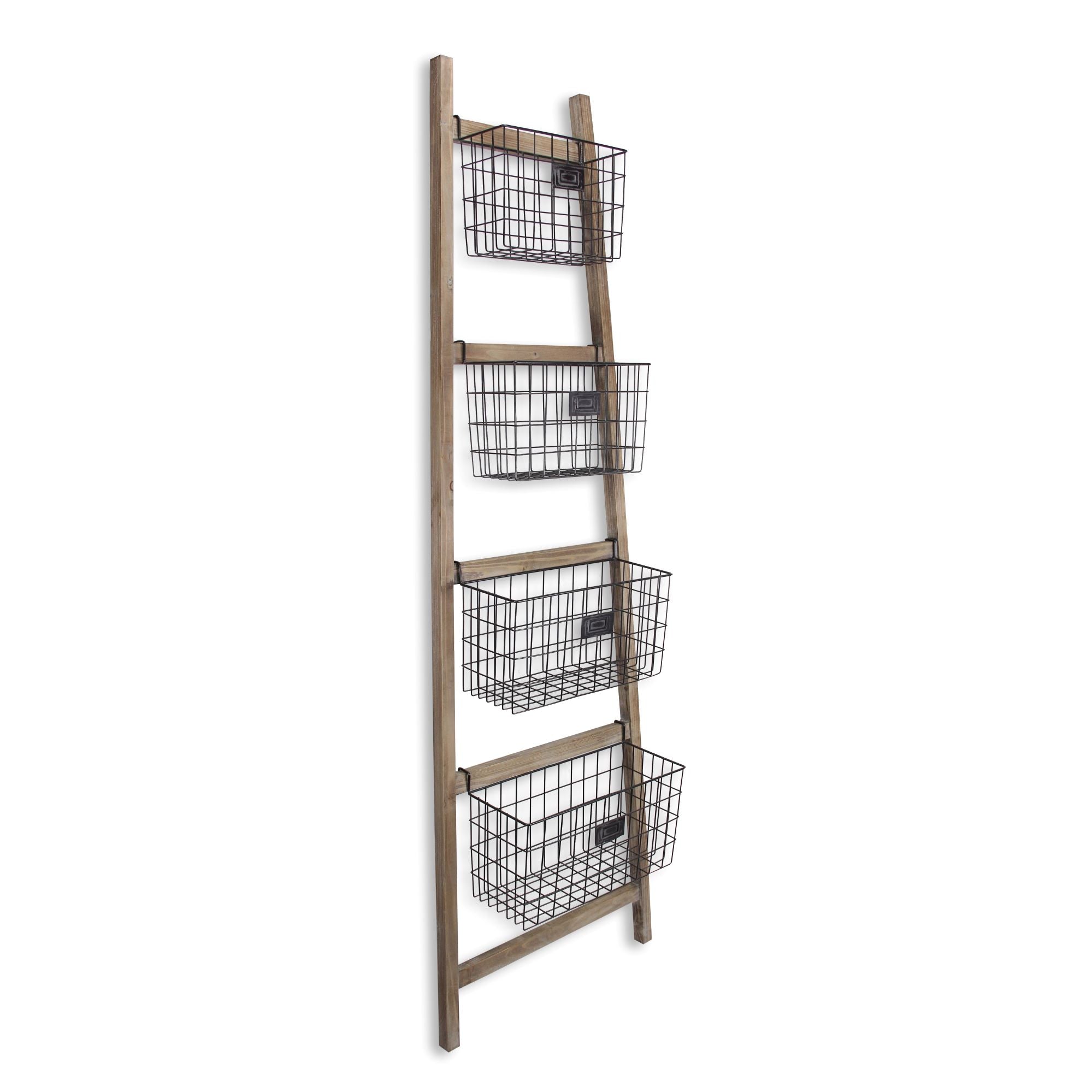 Saffon Wood Storage Ladder | 4 Basket Tiers