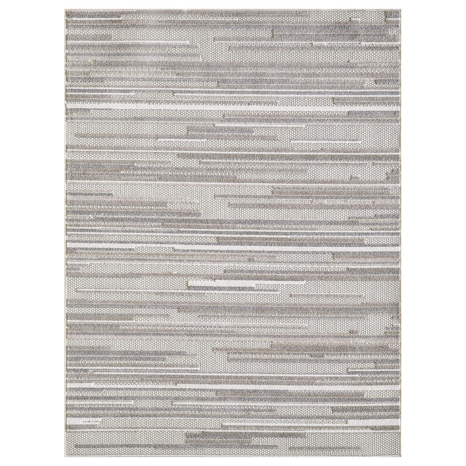 8 x 10 Gray Abstract Striped Indoor Outdoor Area Rug