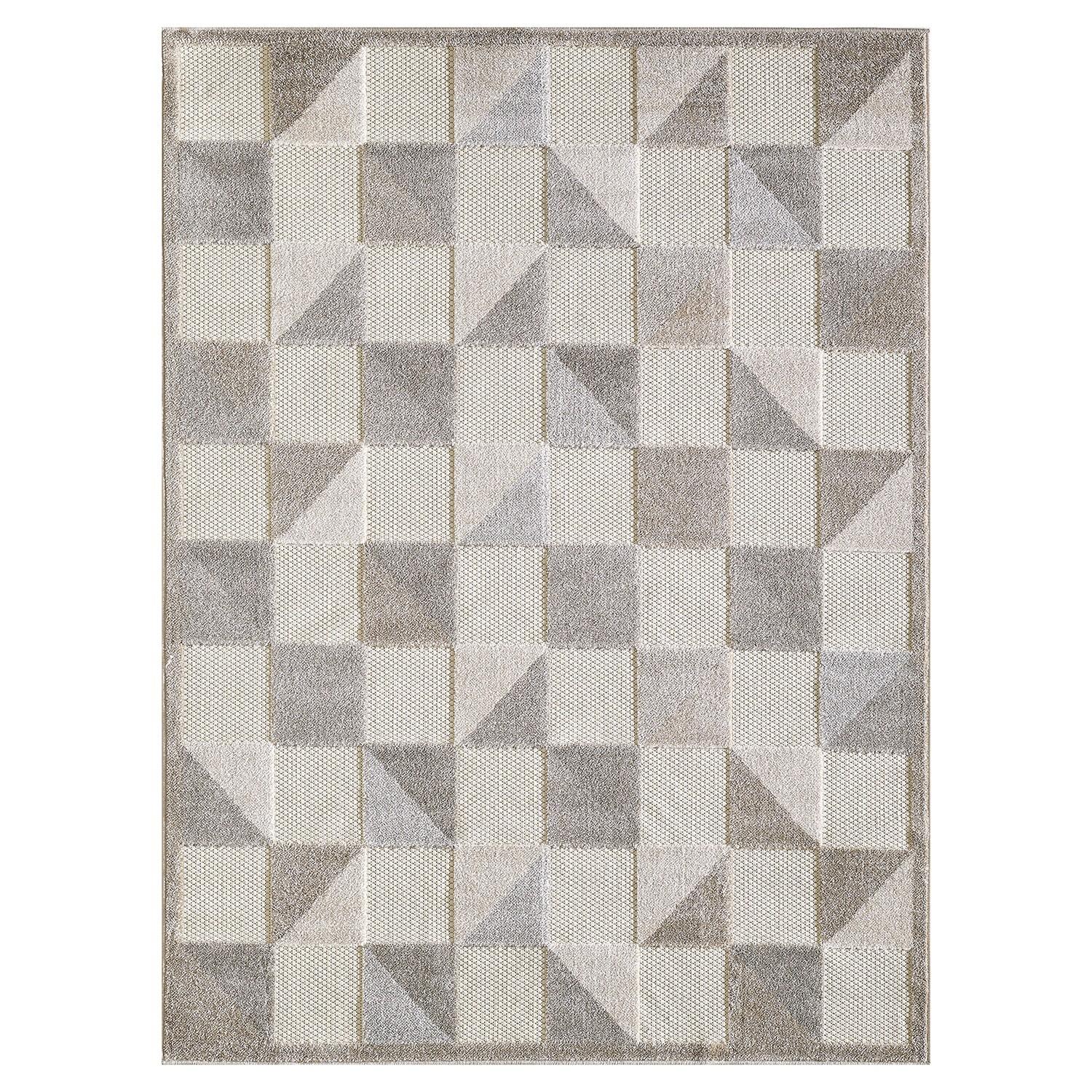 5 x 7 Gray Triangle Indoor Outdoor Area Rug