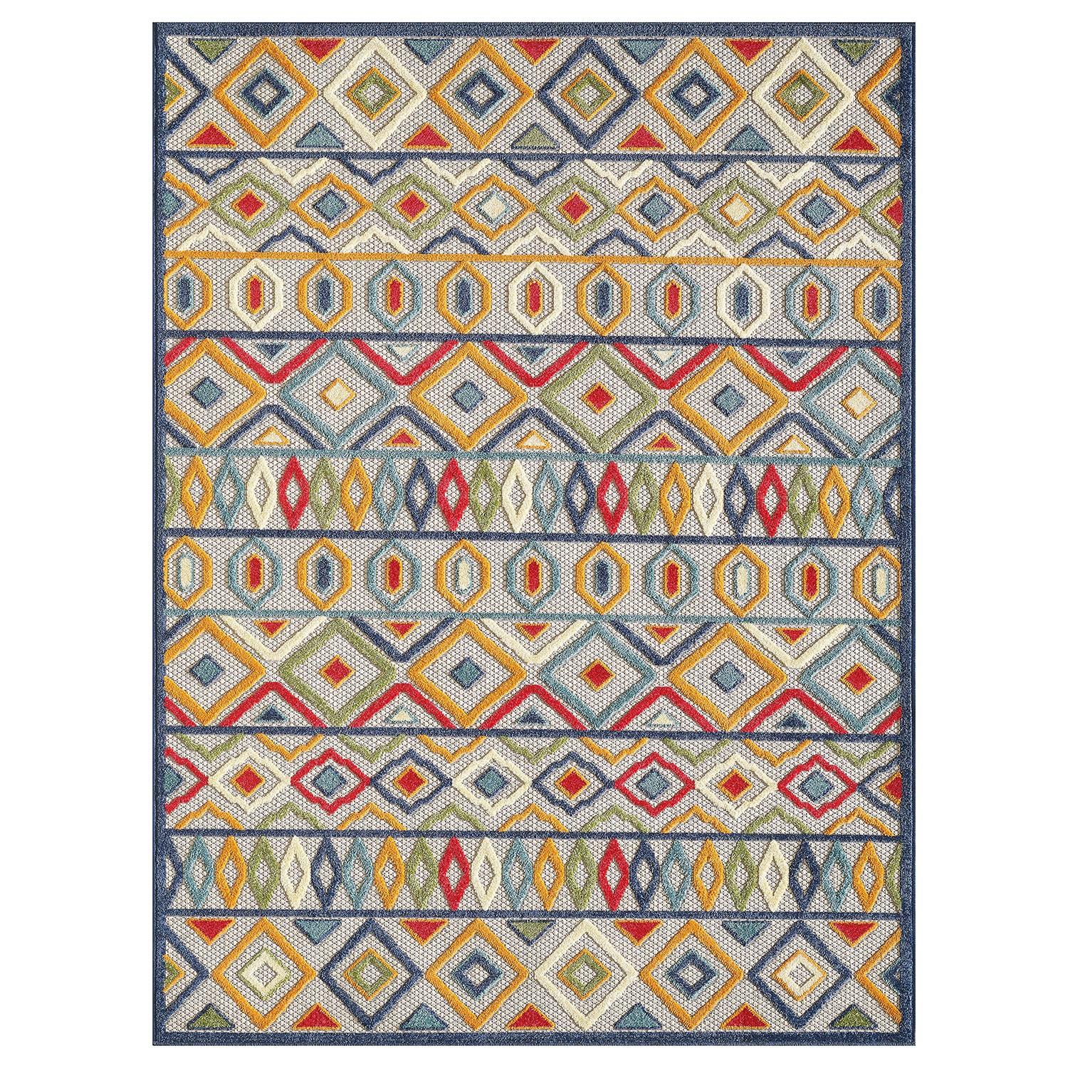 3 x 5 Multi Aztec Pattern Indoor Outdoor Area Rug