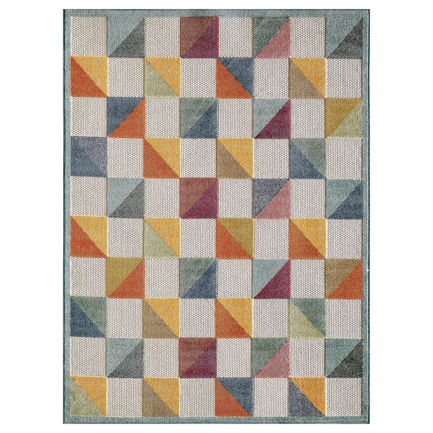 3 x 5 Orange Gray Triangle Indoor Outdoor Area Rug