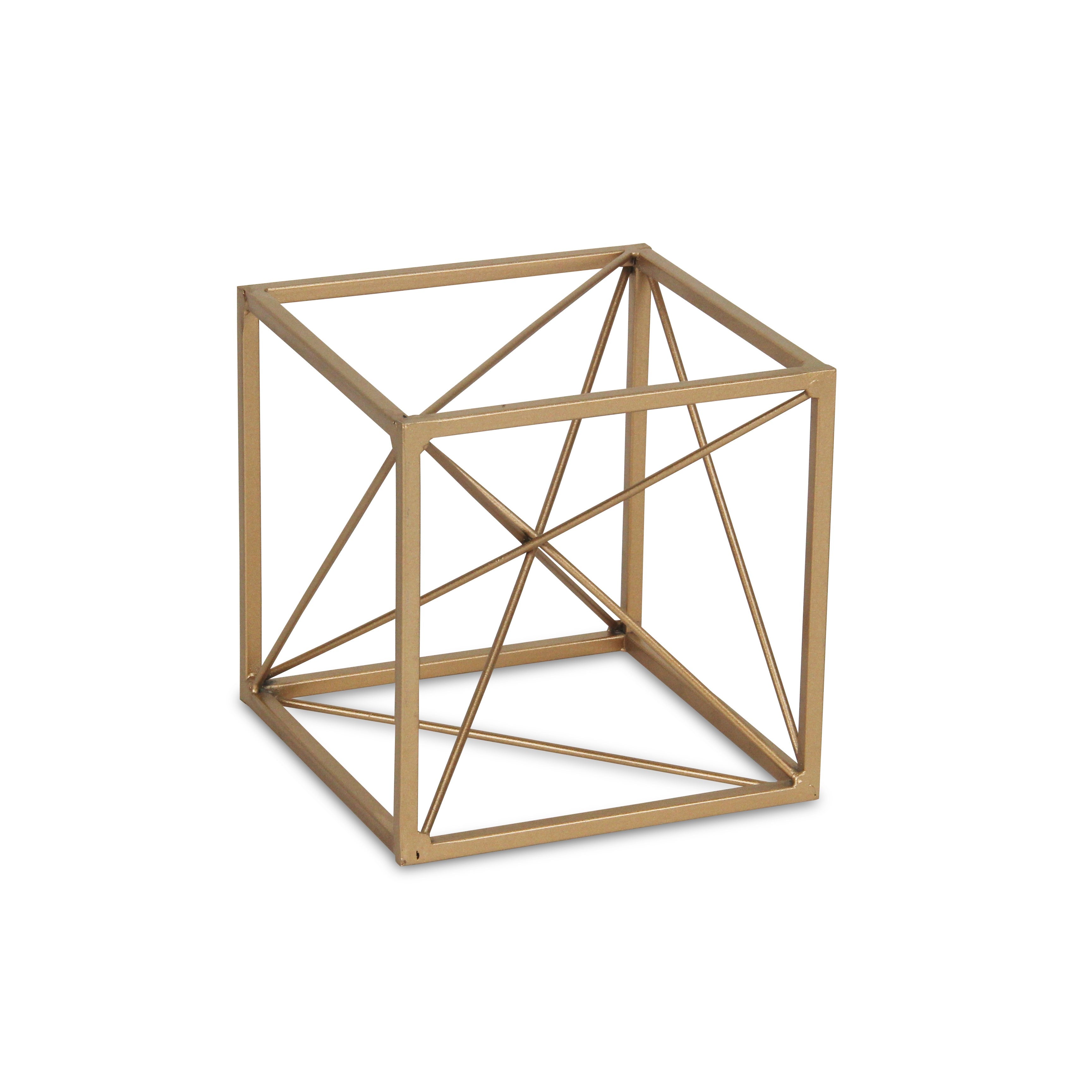 Emel Abstract Patterned Golden Cube Decor - Small
