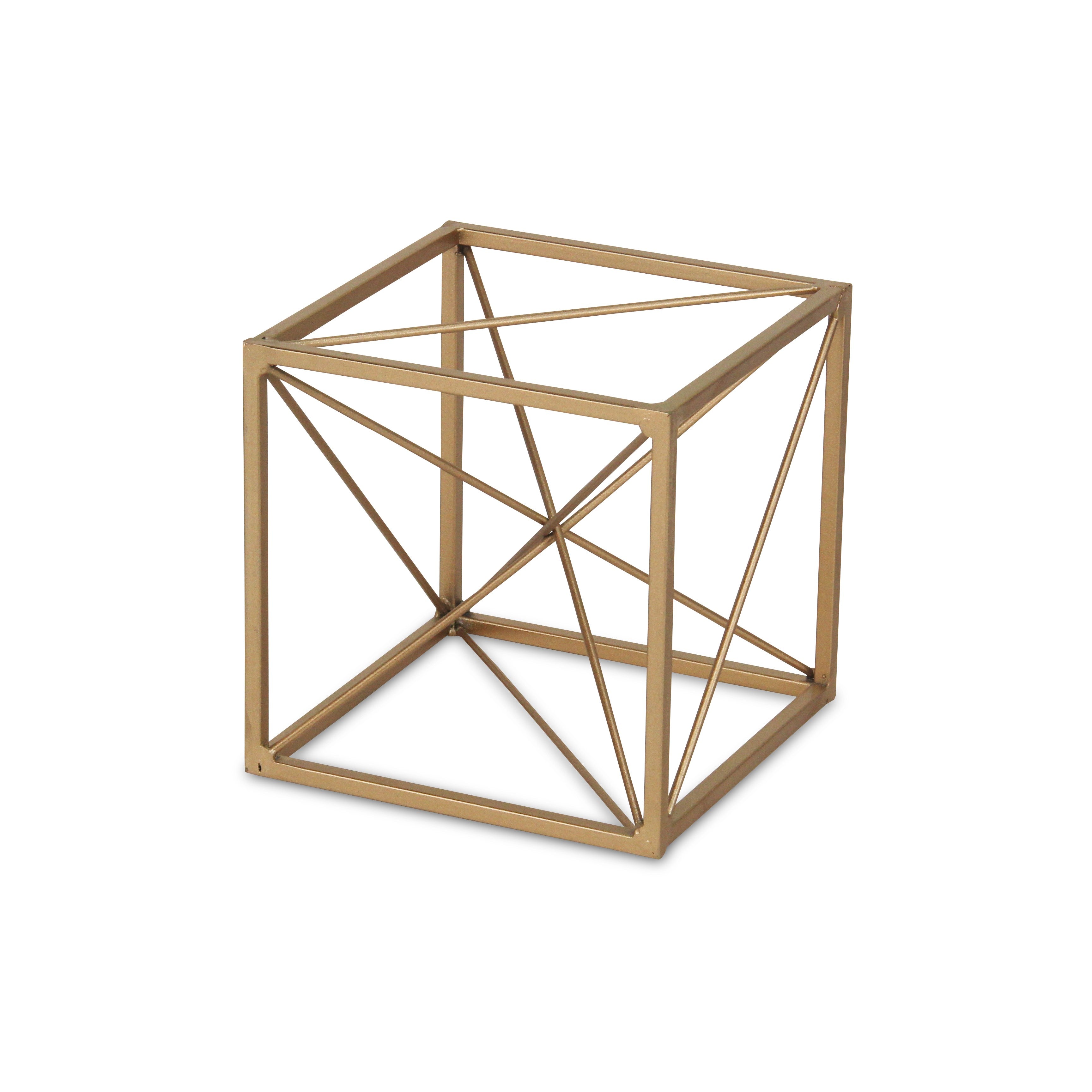 Emel Abstract Patterned Golden Cube Decor - Small