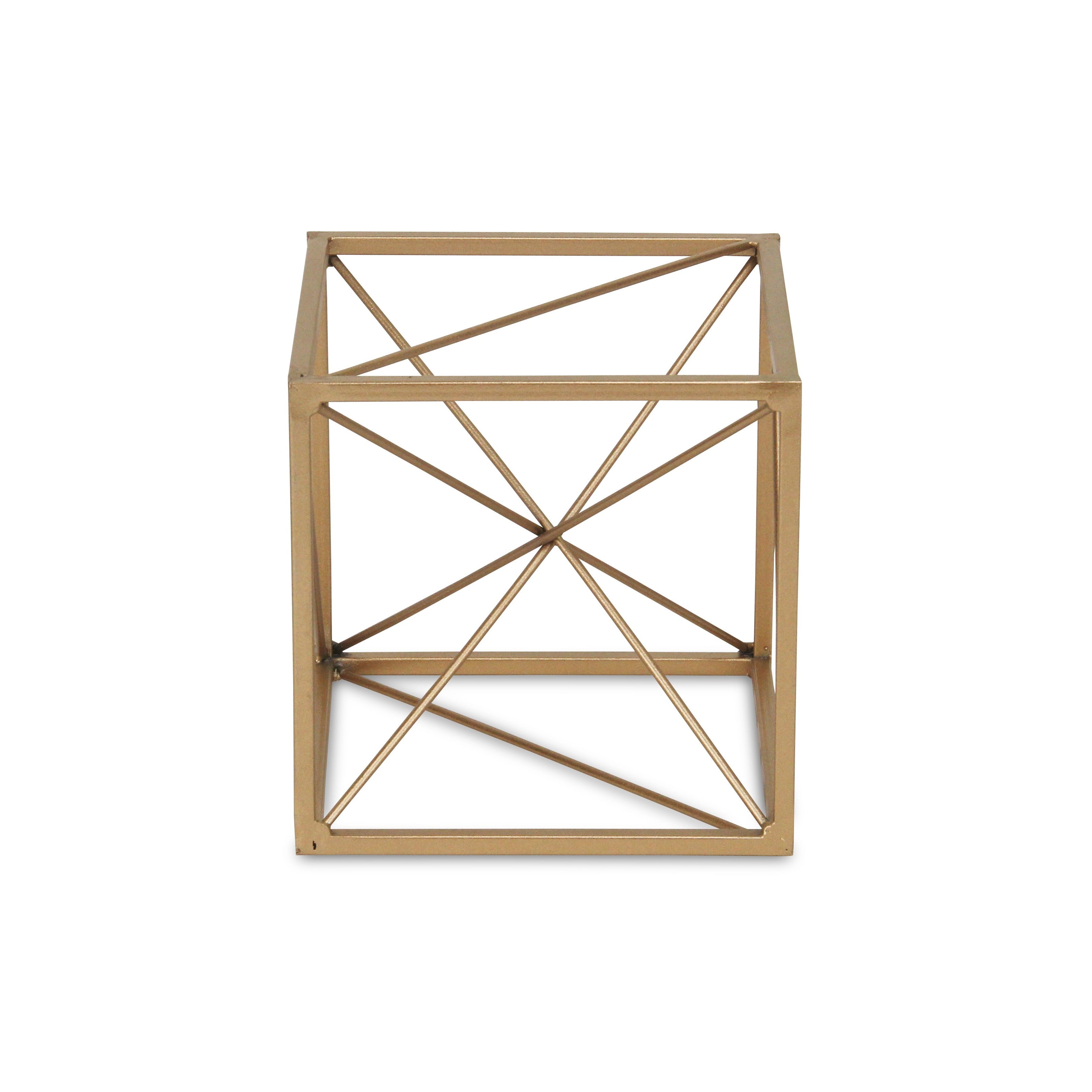 Emel Abstract Patterned Golden Cube Decor - Small