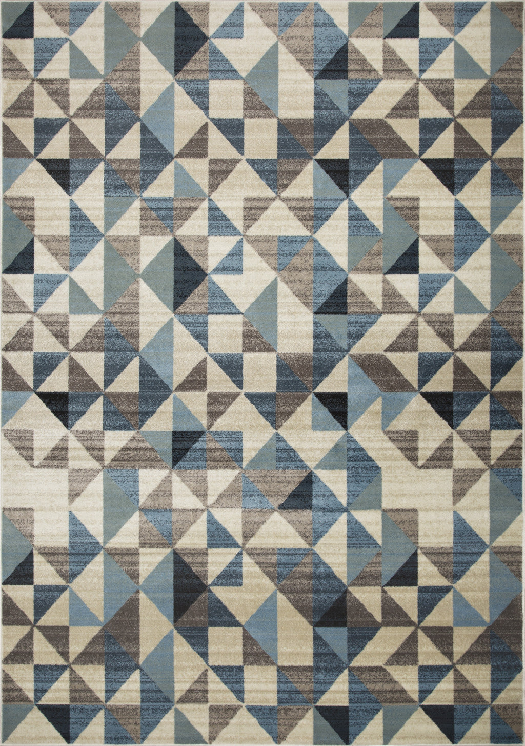 3 x 5 Blue Beige Nested Diamonds Modern Area Rug