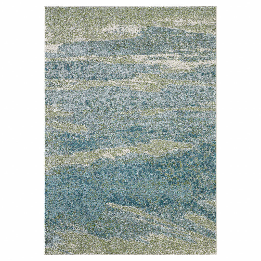 7 x 10 Blue Sage Impressionistic Ocean Area Rug