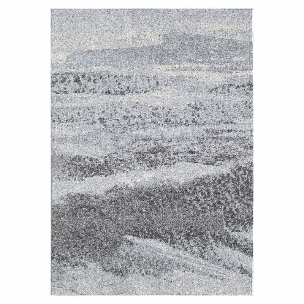 8 x 11 Blue Gray Abstract Mist Modern Area Rug