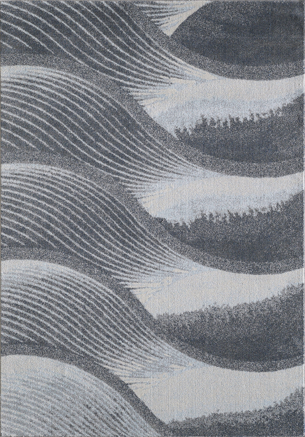 5 x 8 Gray Blue Abstract Waves Modern Area Rug