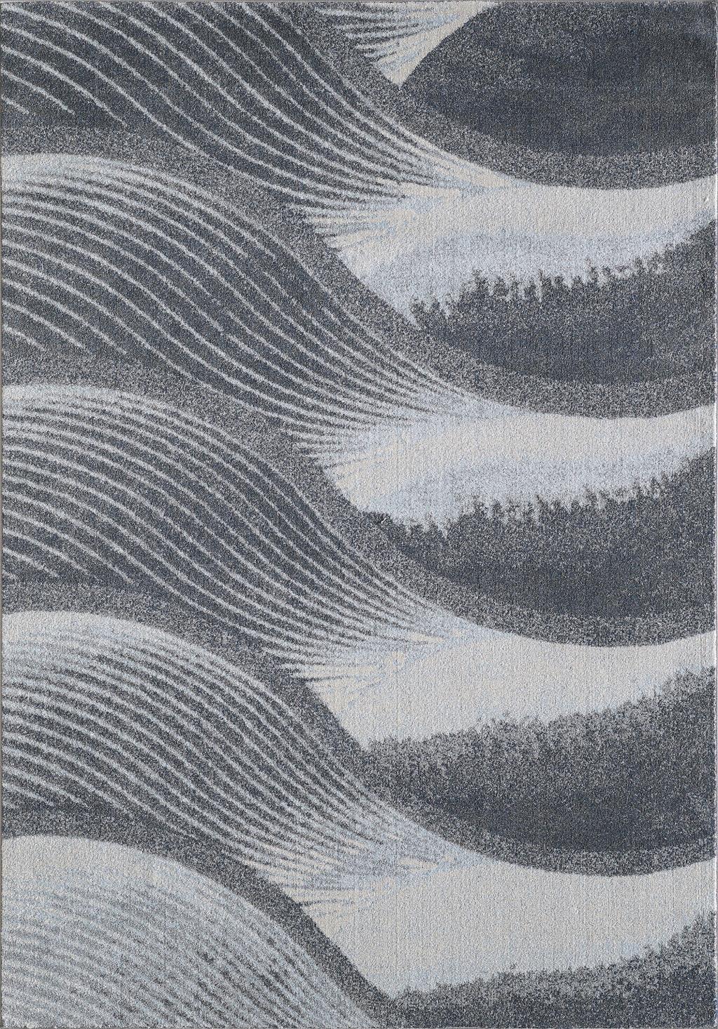 10 x 13 Gray Blue Abstract Waves Modern Area Rug